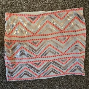 Sequin mini skirt.